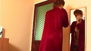 Redhead Grandma In Laced Stockings Fucks Young Dick